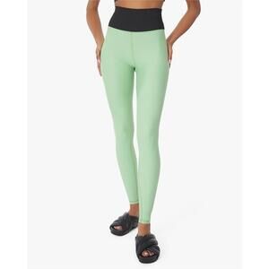 NWT WeWoreWhat High Rise Color Block Leggings Fair Green Black